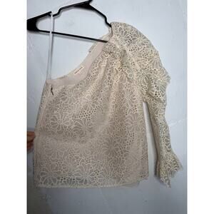 Rebecca Taylor Malorie Top Size 2 Ivory Cream Blouse One Shoulder